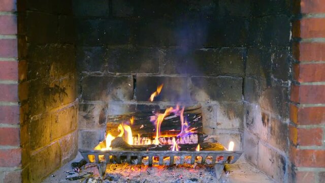 Fire In An Old Brick Fireplace Using Ken Burns Zoom In Effect