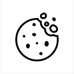 Cookies icon of chocolate cake on white background. Simple cookie icon vector illustration. Bitten cookies silhouette or logo. Round black and white biscuit symbol isolated
