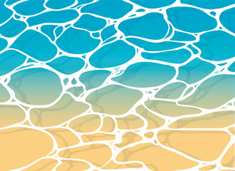 Obraz premium 美しく揺れる波のイラスト。透明で透き通った海。