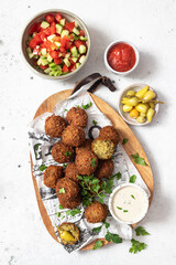 Vegetarian dish - falafel balls from spiced chickpeas	