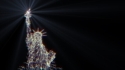 Neon Statue of Liberty.New York landmark. American symbol. Polygonal Statue. illustration. © Aliaksandr