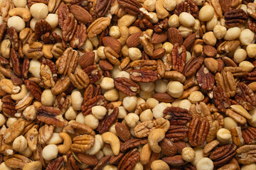 Mix of nuts as a background.
