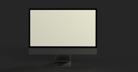 Realistic 3D Computer, with a white screen, isolated on a background