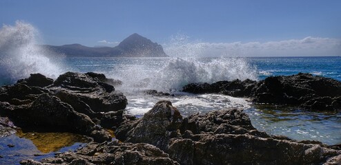 waves in the Gulf of Macari, Sicily