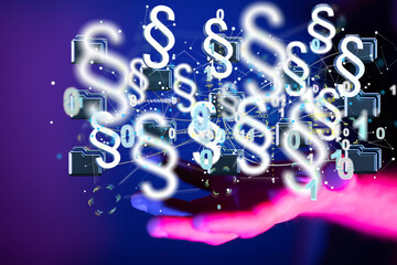 Businessman using 3D rendering digital paragraph law symbol