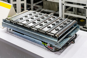 Obraz premium drive unit set of power motor conveyor roller of automatic production line of manufacturing process for transportation, material goods or product etc. in industrial