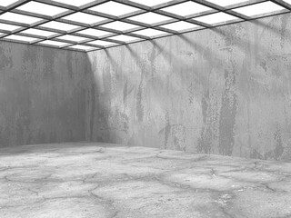 Dark Concrete Wall Architecture. Empty Room