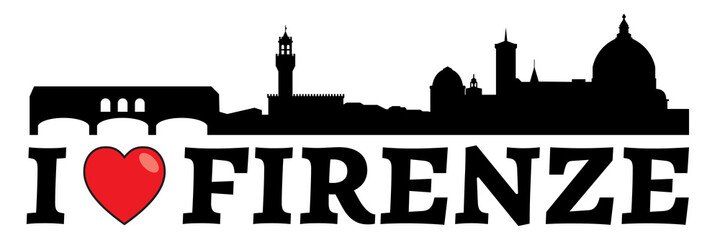 Fototapeta na wymiar Florence city logo with red heart