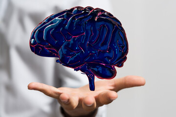 3d rendering of human brain on technology background