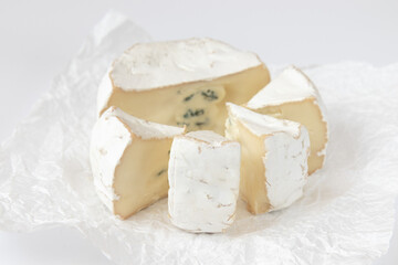 fresh brie cheese, camembert isolated on white background