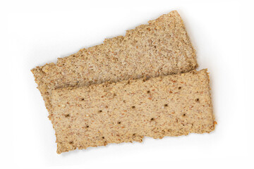 grain crispbreads isolated on white background, top view