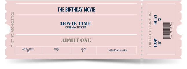 Concert, movie ticket vector template. Concert, party, movie or festival ticket design template. Vector illustration