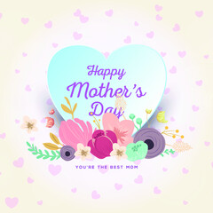 Mothers Day greeting card template. 