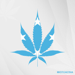 Flag of Micronesia in Marijuana leaf shape. The concept of legalization Cannabis in Micronesia.