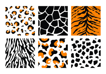 animal skin vector illustration collection set. wildlife animal skin illustrated in realistic cartoon. animal fur collection for camouflage.
