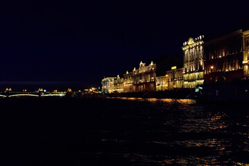 Fototapeta na wymiar Night view of the Neva river in St. Petersburg, Russia