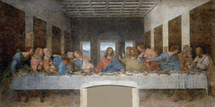 Leonardo da Vinci, The Last Supper, 1495-96, mural painting, Convent of Santa Maria delle Grazie, Milan, Italy.