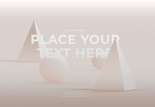3D Pyramids and Balls in Light Brown Surface Mock Up