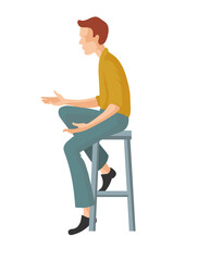 Vector image. The man is sitting on a high chair.