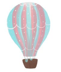 Cute baby hot air-balloon with brown basket