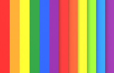 3d rendering. LGBT rainbow color bar pattern paper wall background.