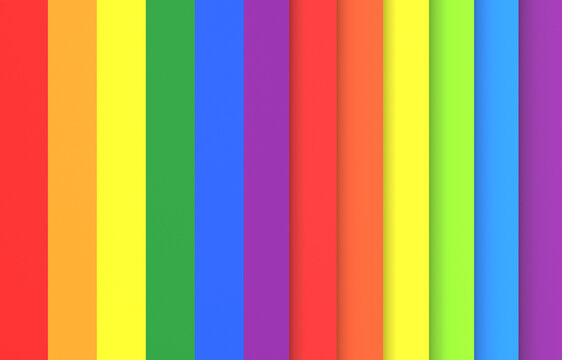 3d rendering. LGBT rainbow color bar pattern paper wall background.