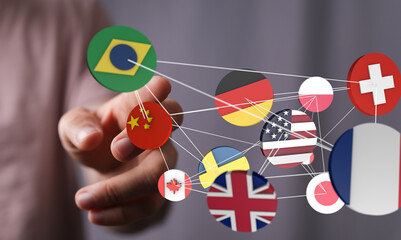 Global communication, international messaging and translation concept