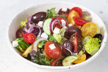 Fresh Greek salad with vegetables and feta cheese