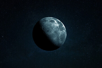 Beautiful Moon satellite in stellar deep space. Space wallpaper