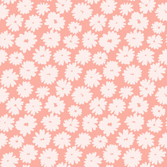 Abstract floral vector seamless pattern. Hand drawn spring flower background