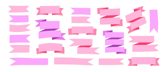 Hand drawn colorful vector ribbons set