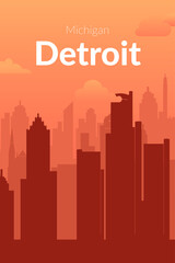 Fototapeta premium Detroit, USA famous city scape view background.