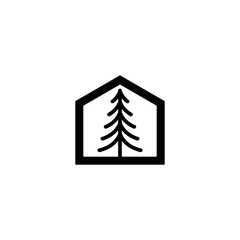Home pine logo design vector