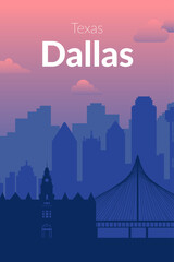 Dallas, USA famous city scape view background.