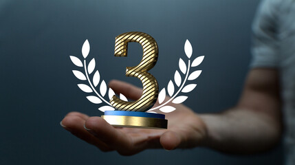 anniversary 3 year or 3rd place in hand