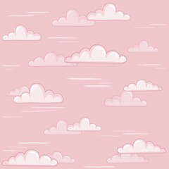 Pink Cartoon, Candy Clouds Pattern Repeat, Digital illustration
