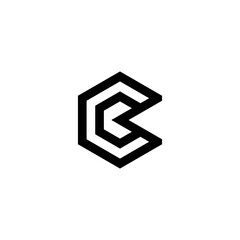 Initial letter C logo vector monogram line