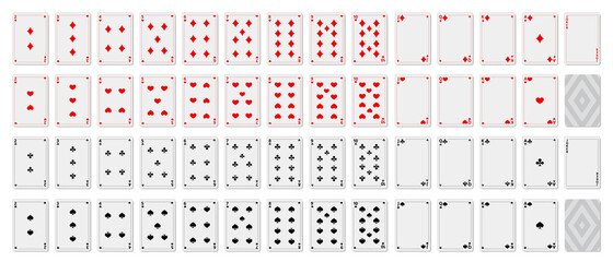 Playing cards. Set of template. Printable. Empty blank for your design. Poker kit sample. For game. Vector illustration. - 430851448