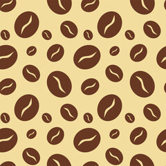 Coffee beans seamless pattern background for menu, coffee shop wrap paper card poster flyer design and decoration.