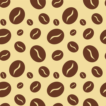 Coffee beans seamless pattern background for menu, coffee shop wrap paper card poster flyer design and decoration.