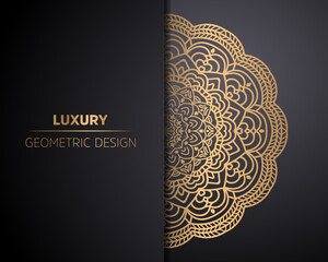 Luxury gold ornamental mandala background. arabesque pattern arabic islamic style print design.