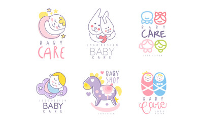 Obraz na płótnie Canvas Baby Care Logo Design as Store or Shop Mark Vector Set