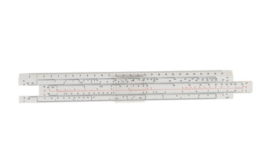 Vintage logarithm ruler isolated on white background