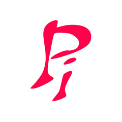 Pi initial handwritten pink logo for identity