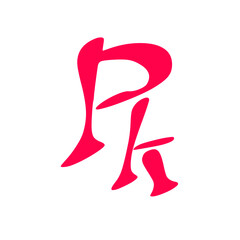Pk initial handwritten pink logo for identity