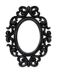 Wooden black oval frame for paintings, mirrors or photo isolated on white background. Design...