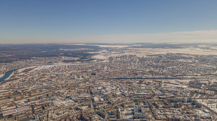 Penza city in early spring aerial photography