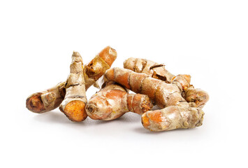 Turmeric or Curcuma longa Linn isolated on white background.