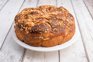 Cozonac - sweet bread with almonds  for every holidays