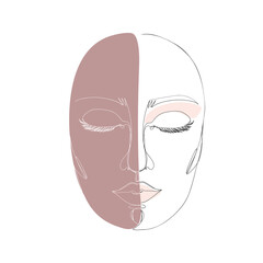 Abstract minimalistic linear sketch. Woman's face.